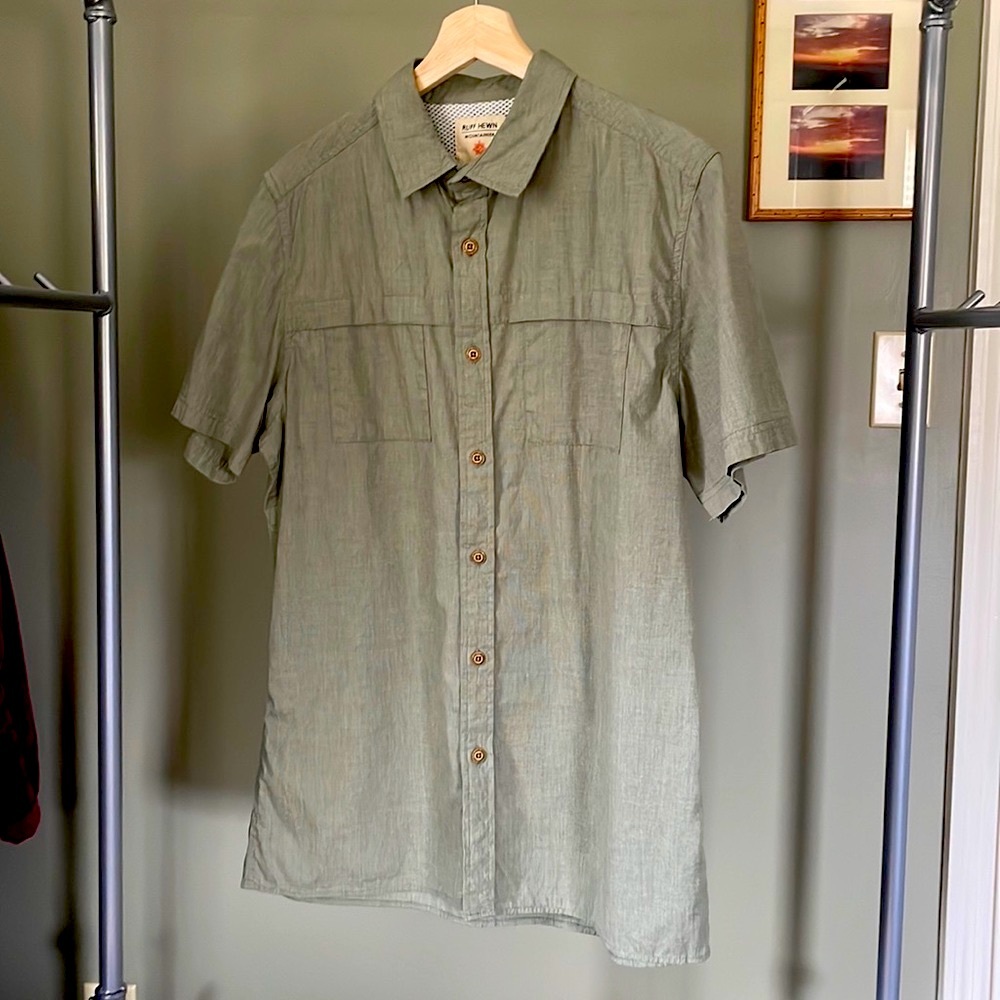 NWOT Men’s Ruff Hewn “Mountaineer” Short Sleeve Button Down Fishing Shirt